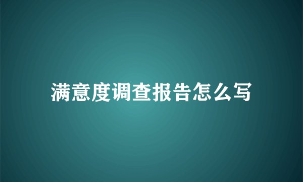 满意度调查报告怎么写