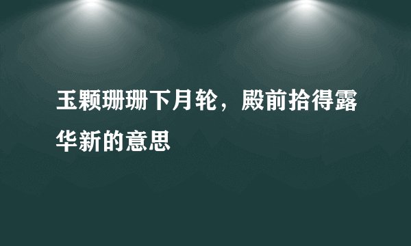 玉颗珊珊下月轮，殿前拾得露华新的意思