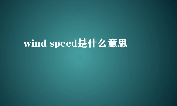 wind speed是什么意思