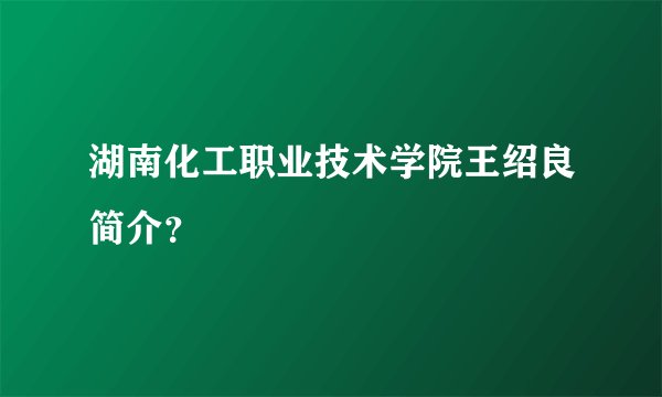 湖南化工职业技术学院王绍良简介？