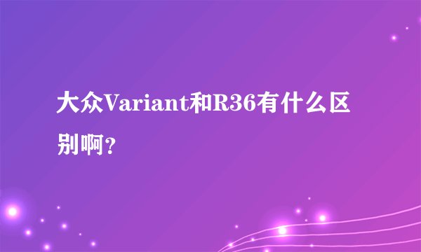 大众Variant和R36有什么区别啊？