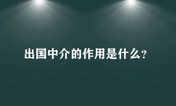 出国中介的作用是什么？