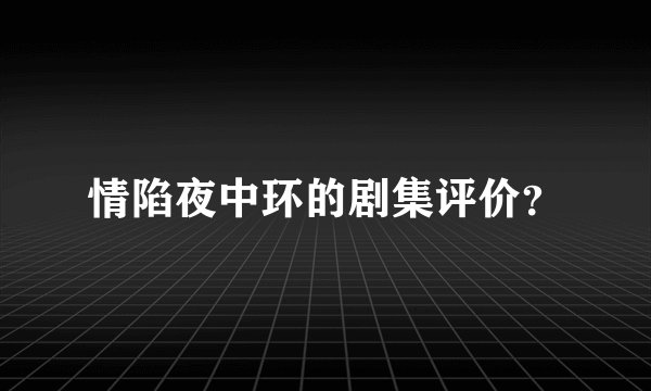 情陷夜中环的剧集评价?