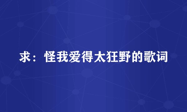 求:怪我爱得太狂野的歌词