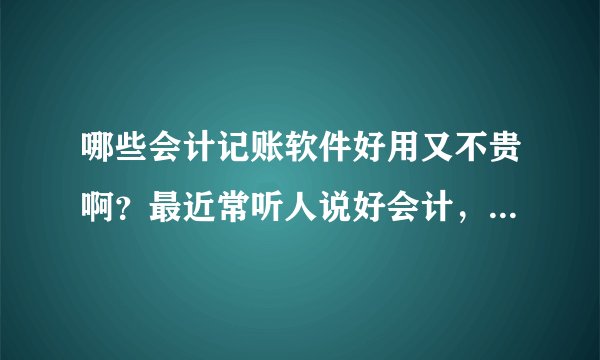 哪些会计记账软件好用又不贵啊?最近常听人说好会计,怎么样啊?