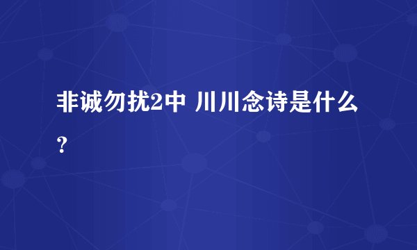 非诚勿扰2中 川川念诗是什么？