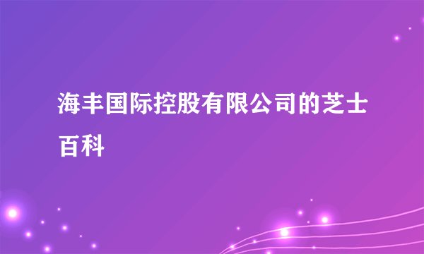 海丰国际控股有限公司的芝士百科