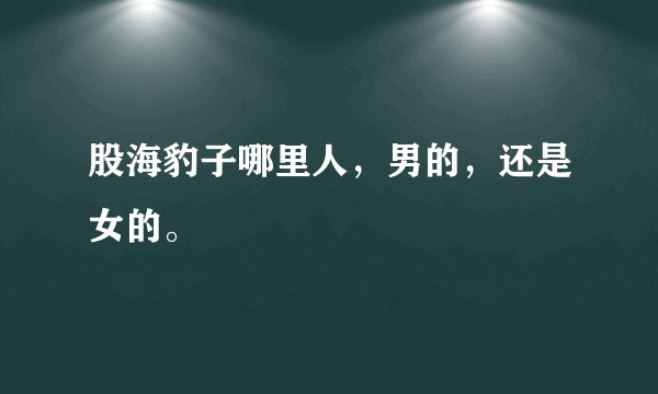 股海豹子哪里人,男的,还是女的。