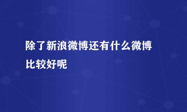 除了新浪微博还有什么微博 比较好呢