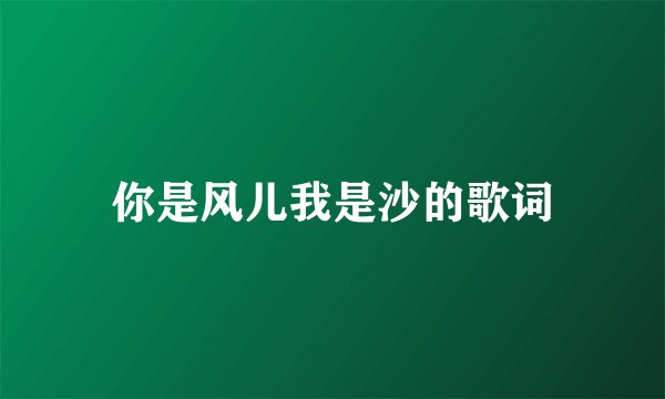 你是风儿我是沙的歌词