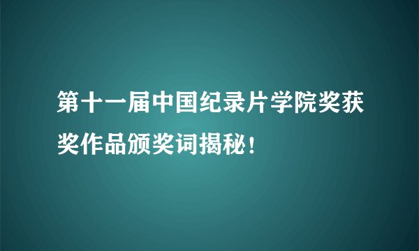 第十一届中国纪录片学院奖获奖作品颁奖词揭秘！