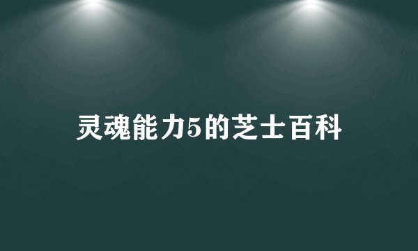 灵魂能力5的芝士百科