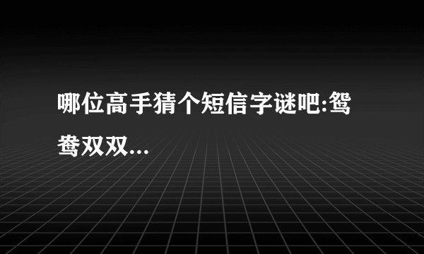 哪位高手猜个短信字谜吧:鸳鸯双双...