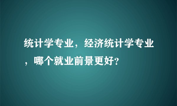 统计学专业，经济统计学专业，哪个就业前景更好？