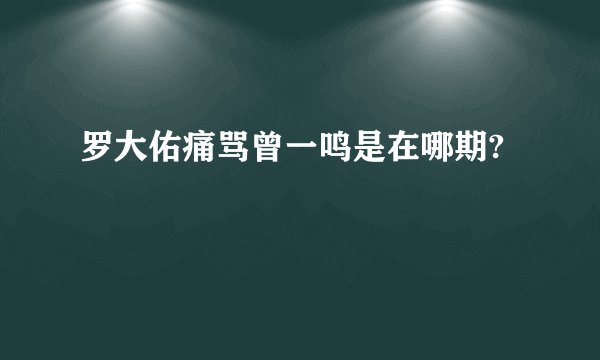 罗大佑痛骂曾一鸣是在哪期?