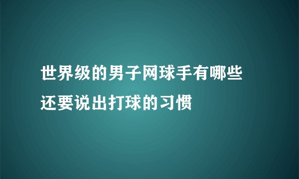 世界级的男子网球手有哪些 还要说出打球的习惯