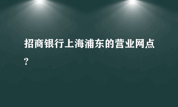 招商银行上海浦东的营业网点?