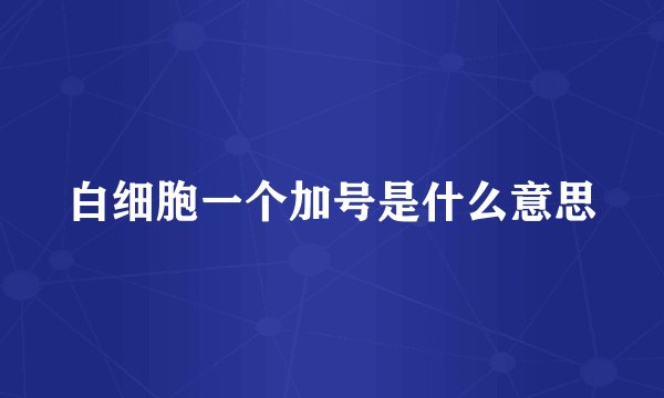 白细胞一个加号是什么意思