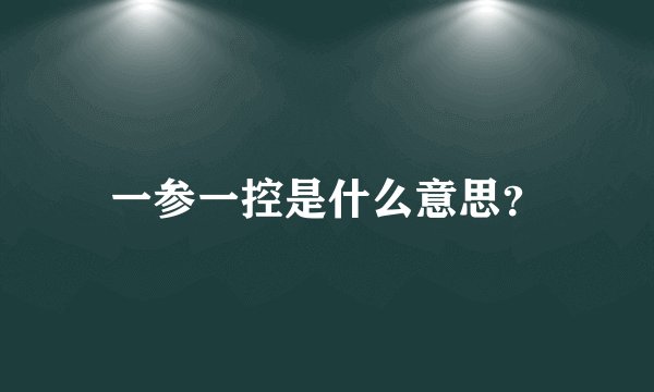 一参一控是什么意思？