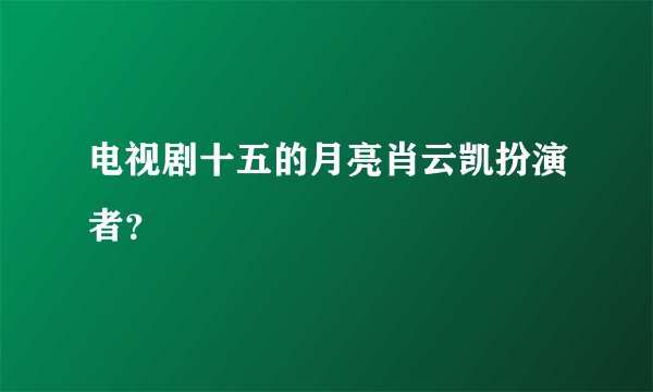 电视剧十五的月亮肖云凯扮演者？