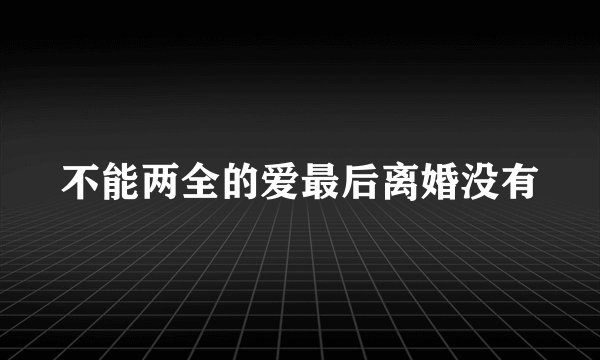 不能两全的爱最后离婚没有