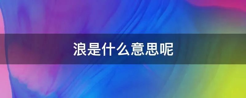 浪是什么意思呢