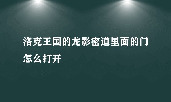 洛克王国的龙影密道里面的门怎么打开