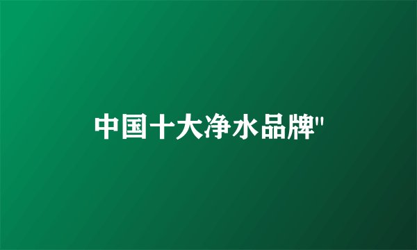 中国十大净水品牌
