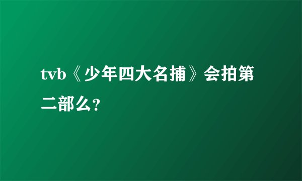 tvb《少年四大名捕》会拍第二部么？