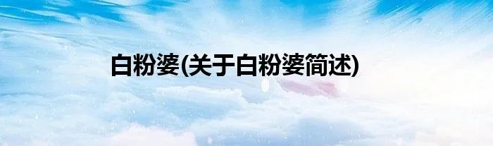 白粉婆(关于白粉婆简述)