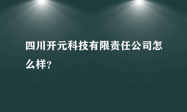 四川开元科技有限责任公司怎么样？