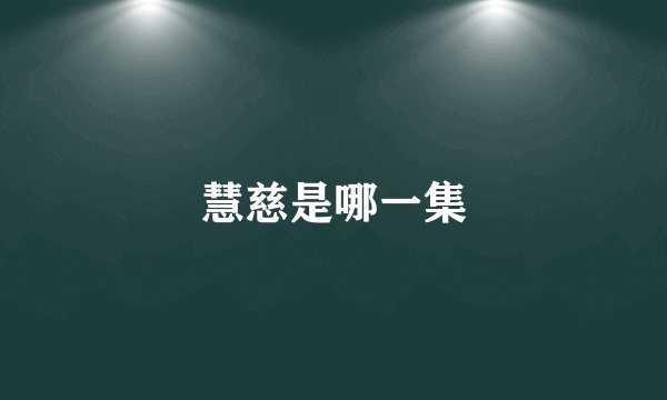 慧慈是哪一集