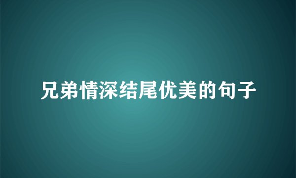 兄弟情深结尾优美的句子