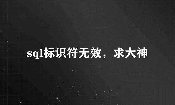 sql标识符无效,求大神