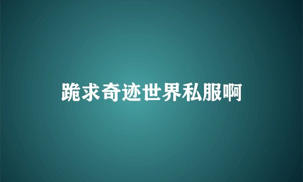 跪求奇迹世界私服啊