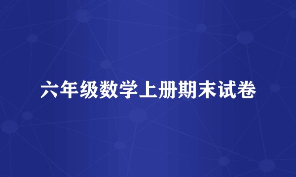 六年级数学上册期末试卷