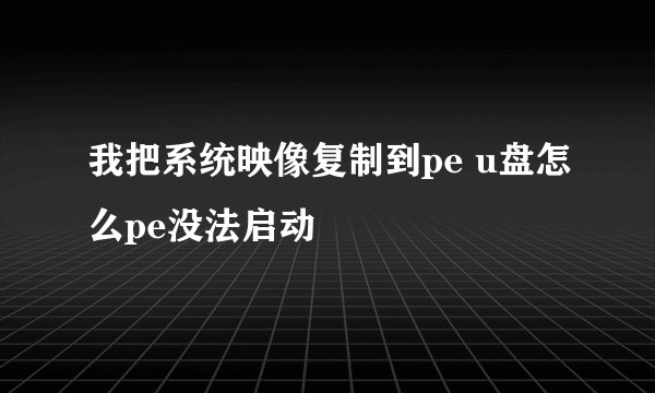 我把系统映像复制到pe u盘怎么pe没法启动