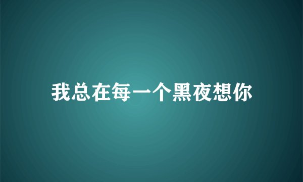 我总在每一个黑夜想你