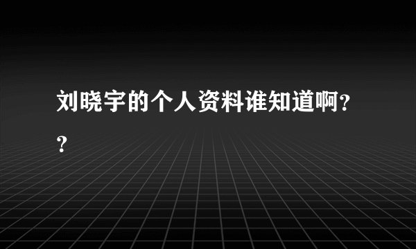 刘晓宇的个人资料谁知道啊??