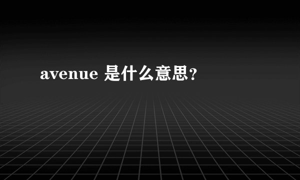 avenue 是什么意思？