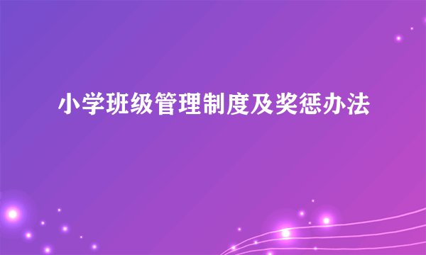 小学班级管理制度及奖惩办法