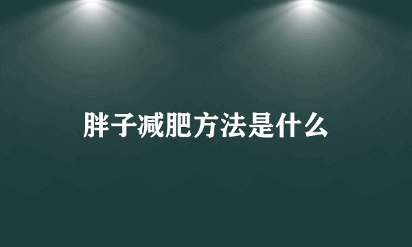 胖子减肥方法是什么