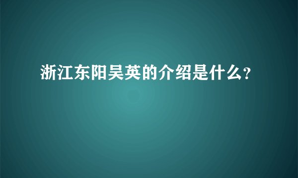 浙江东阳吴英的介绍是什么？