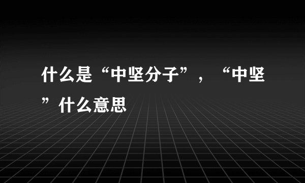 什么是“中坚分子”，“中坚”什么意思