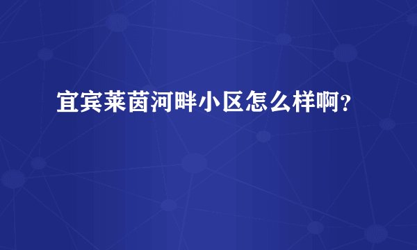 宜宾莱茵河畔小区怎么样啊?