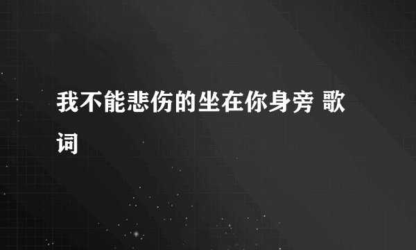 我不能悲伤的坐在你身旁 歌词