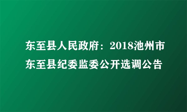 东至县人民政府：2018池州市东至县纪委监委公开选调公告