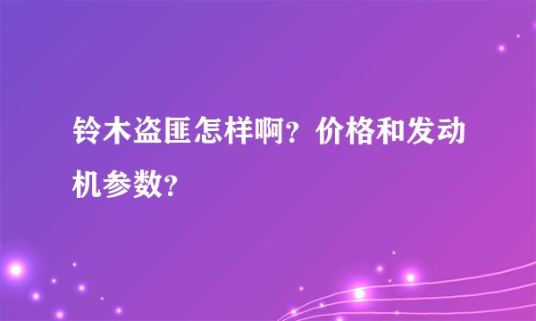 铃木盗匪怎样啊？价格和发动机参数？