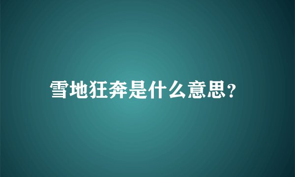 雪地狂奔是什么意思？