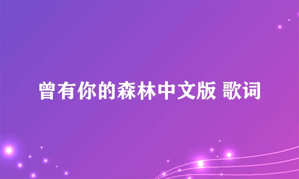 曾有你的森林中文版 歌词